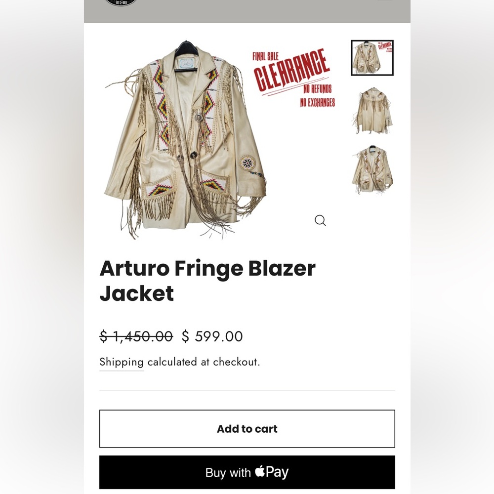 Vintage 70s/80s Arturo Chambers Handcrafted Leather Beaded Fringe Jacket - Picture 5 of 8